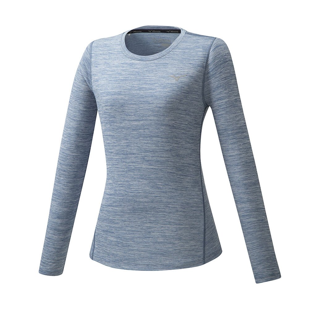 Camiseta Mizuno Running Impulse Core LS - Mulher - Azuis - ZIDYQ0531